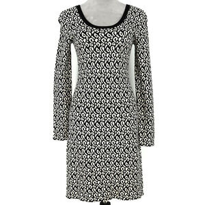 Banana Republic Womens Small Medium Sweater Dress Black White Print Corpcore